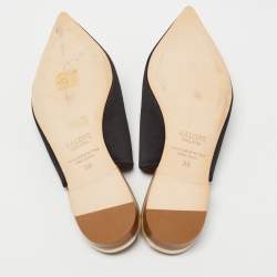 Pre Owned Malone Souliers Black/Gold Satin and Leather Zelda Flat Mules Size 38