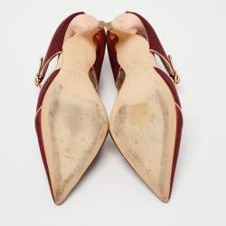 Pre Owned Malone Souliers Burgundy Satin Imogen Mules Size 38.5