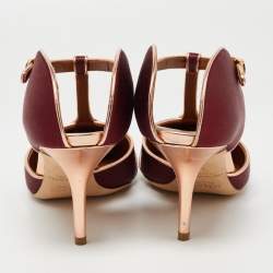Pre Owned Malone Souliers Burgundy Satin Imogen Mules Size 38.5