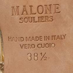 Pre Owned Malone Souliers Gold Leather Frankie Mules Size 38.5