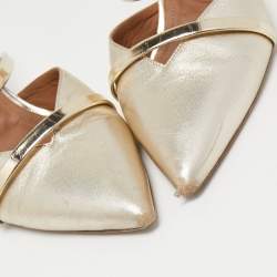 Pre Owned Malone Souliers Gold Leather Frankie Mules Size 38.5