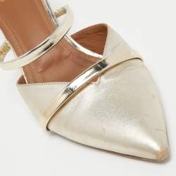 Pre Owned Malone Souliers Gold Leather Frankie Mules Size 38.5
