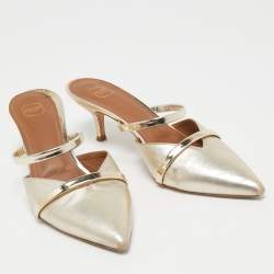Pre Owned Malone Souliers Gold Leather Frankie Mules Size 38.5