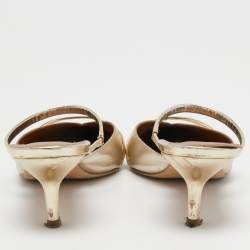 Pre Owned Malone Souliers Gold Leather Frankie Mules Size 38.5