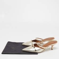Pre Owned Malone Souliers Gold Leather Frankie Mules Size 38.5