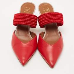 Pre Owned Malone Souliers Red/Pink Leather Maisie Mules 37.5
