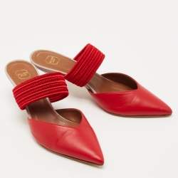 Pre Owned Malone Souliers Red/Pink Leather Maisie Mules 37.5
