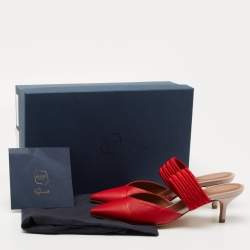 Pre Owned Malone Souliers Red/Pink Leather Maisie Mules 37.5