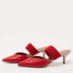 Pre Owned Malone Souliers Red/Pink Leather Maisie Mules 37.5