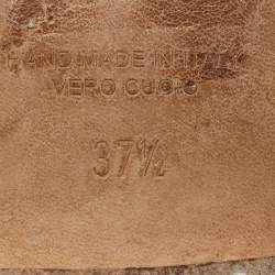 Pre Owned Malone Souliers Black/Gold Satin and Leather Maureen Sandals Size 37.5