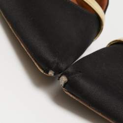 Pre Owned Malone Souliers Black/Gold Satin and Leather Maureen Sandals Size 37.5