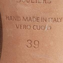 Pre Owned Malone Souliers Metallic Beige/Silver Leather Maureen Pointed Toe Mules Size 39