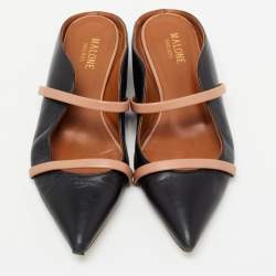 Pre Owned Malone Souliers Black Leather Maureen Flat Mules Size 36