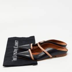 Pre Owned Malone Souliers Black Leather Maureen Flat Mules Size 36