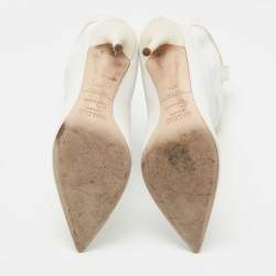 Pre Owned Malone Souliers White Leather Daisy Booties Size 37.5