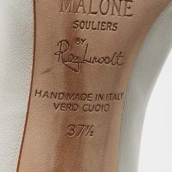 Pre Owned Malone Souliers White Leather Daisy Booties Size 37.5