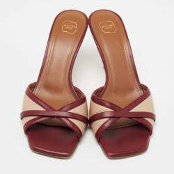 Pre Owned Malone Souliers Two Tone Leather Perla Slide Sandals Size 37.5