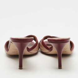 Pre Owned Malone Souliers Two Tone Leather Perla Slide Sandals Size 37.5