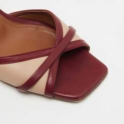 Pre Owned Malone Souliers Two Tone Leather Perla Slide Sandals Size 37.5