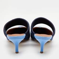Pre Owned Malone Souliers Navy Blue Fabric and Woven Cord Maisie Mules Size 39