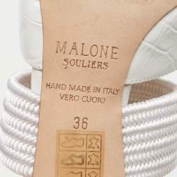 Malone Souliers White Croc Embossed Leather Maisie Mules Size 36