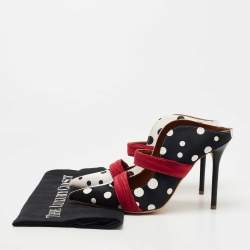 Pre Owned Malone Souliers Tricolor Polka Dot Satin Maureen Mules Size 38