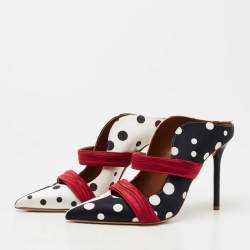 Pre Owned Malone Souliers Tricolor Polka Dot Satin Maureen Mules Size 38