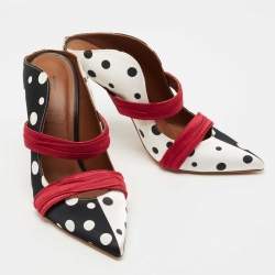Pre Owned Malone Souliers Tricolor Polka Dot Satin Maureen Mules Size 38