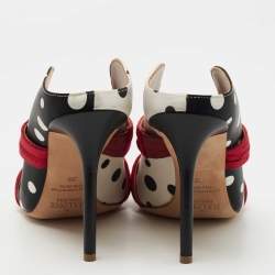 Pre Owned Malone Souliers Tricolor Polka Dot Satin Maureen Mules Size 38