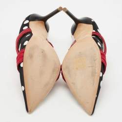 Pre Owned Malone Souliers Tricolor Polka Dot Satin Maureen Mules Size 38