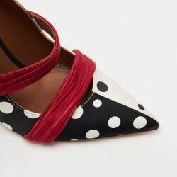 Pre Owned Malone Souliers Tricolor Polka Dot Satin Maureen Mules Size 38