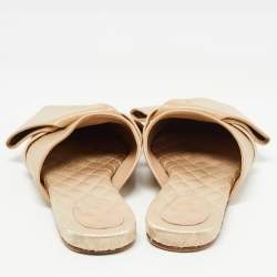 Pre Owned Malone Souliers Two Tone Satin and Leather Bow Flat Mules Size 37