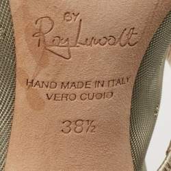 Pre Owned Malone Souliers Metallic Mesh and Velvet Marguerite Bow Mules Size 38.5