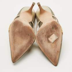 Pre Owned Malone Souliers Metallic Mesh and Velvet Marguerite Bow Mules Size 38.5