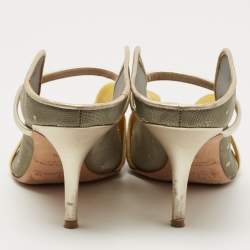 Pre Owned Malone Souliers Metallic Mesh and Velvet Marguerite Bow Mules Size 38.5