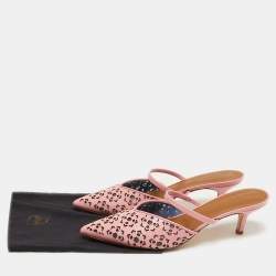 Pre Owned Malone Souliers x FTA Pink Laser Cut Leather Marla Mules Size 40