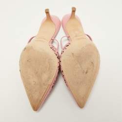 Pre Owned Malone Souliers x FTA Pink Laser Cut Leather Marla Mules Size 40