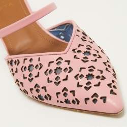 Pre Owned Malone Souliers x FTA Pink Laser Cut Leather Marla Mules Size 40