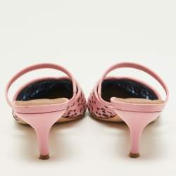 Pre Owned Malone Souliers x FTA Pink Laser Cut Leather Marla Mules Size 40