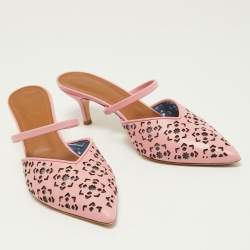 Pre Owned Malone Souliers x FTA Pink Laser Cut Leather Marla Mules Size 40