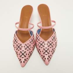 Pre Owned Malone Souliers x FTA Pink Laser Cut Leather Marla Mules Size 40