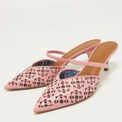 Pre Owned Malone Souliers x FTA Pink Laser Cut Leather Marla Mules Size 40