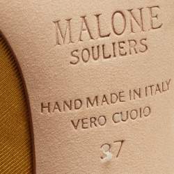 Pre Owned Malone Souliers Yellow/Gold Canvas and Leather Maureen Mules Size 37