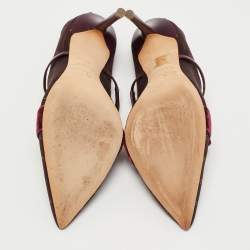 Malone Souliers Burgundy Mesh and Velvet Marguerite Bow Mules Size 38