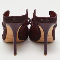Malone Souliers Burgundy Mesh and Velvet Marguerite Bow Mules Size 38