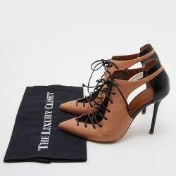 Pre Owned Malone Souliers Brown/Black Leather Montana Lace Up Pumps Size 38