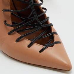 Pre Owned Malone Souliers Brown/Black Leather Montana Lace Up Pumps Size 38