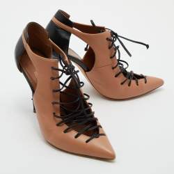 Pre Owned Malone Souliers Brown/Black Leather Montana Lace Up Pumps Size 38