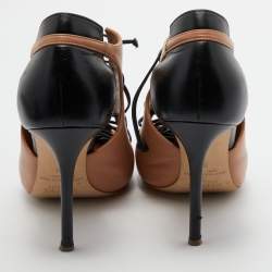 Pre Owned Malone Souliers Brown/Black Leather Montana Lace Up Pumps Size 38