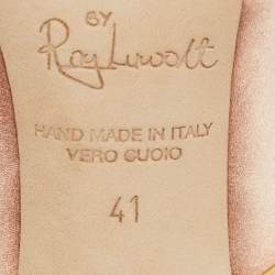 Pre Owned Malone Souliers Pink/Gold Satin and Leather Maureen Mules Size 41